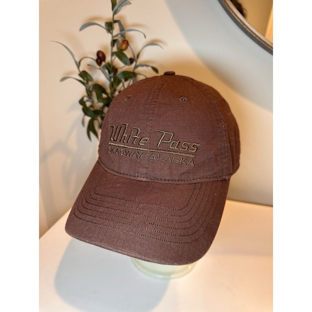 White Pass Skagway Alaska Baseball Cap Hat Brown Ripstop Embroidered WP&YR